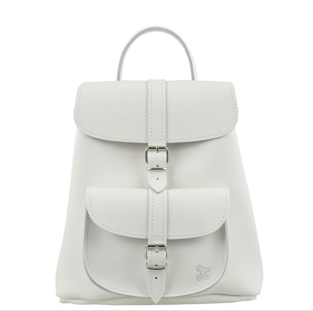 Grafea England Angel White Leather Backpack
